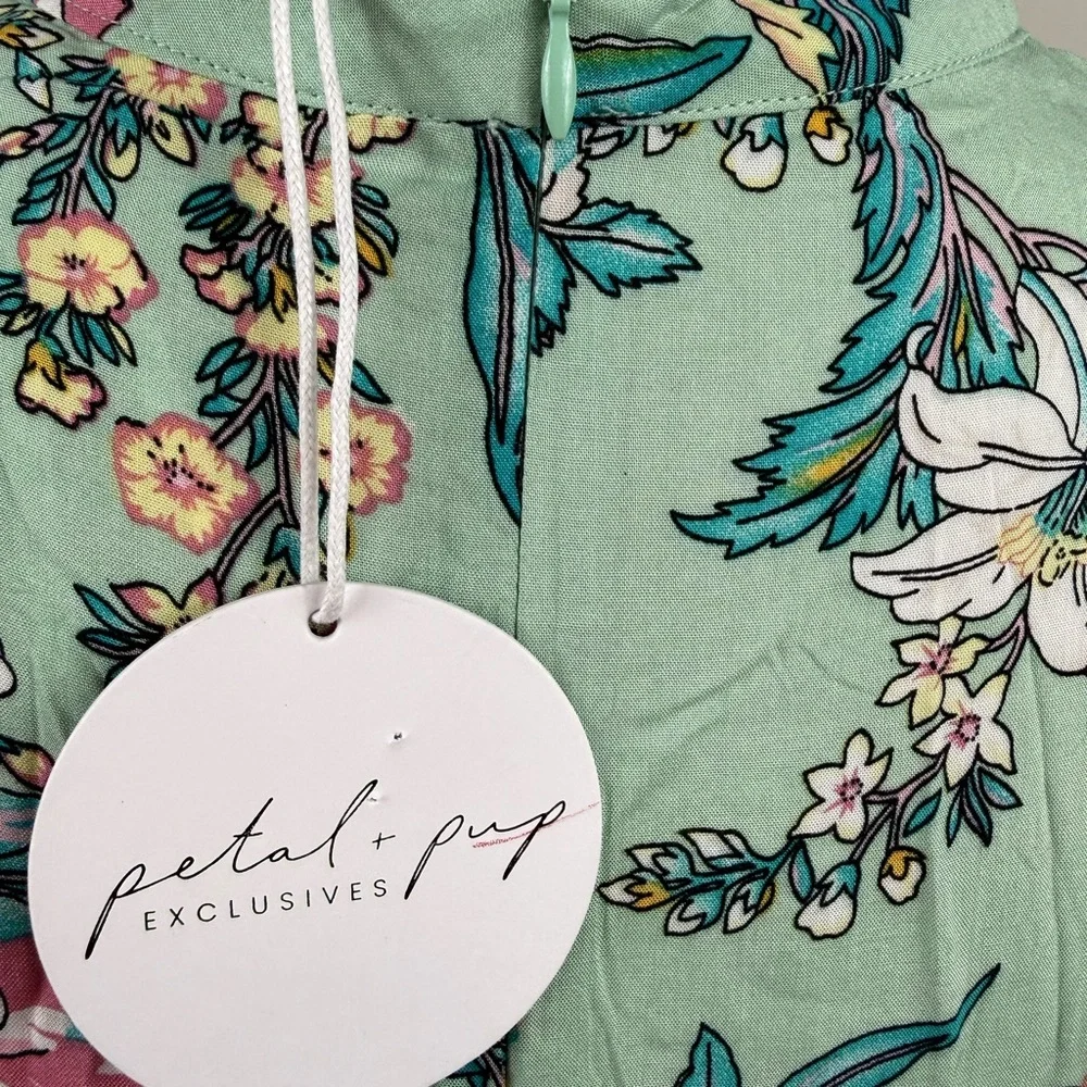 NWT Petal & Pup Mint colored print Dress with ruffle accents size 6